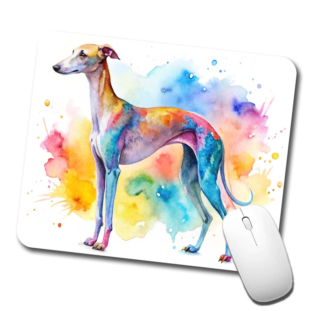 Whippet Dog Watercolor Style Low Profile Mouse Pad Mat
