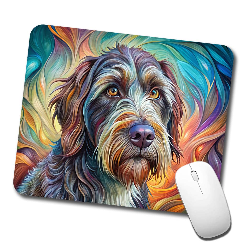 Wirehaired Pointing Griffon Dog Abstract Art Low Profile Mouse Pad Mat