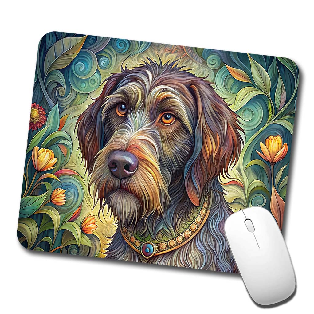 Wirehaired Pointing Griffon Dog Art Nouveau Low Profile Mouse Pad Mat