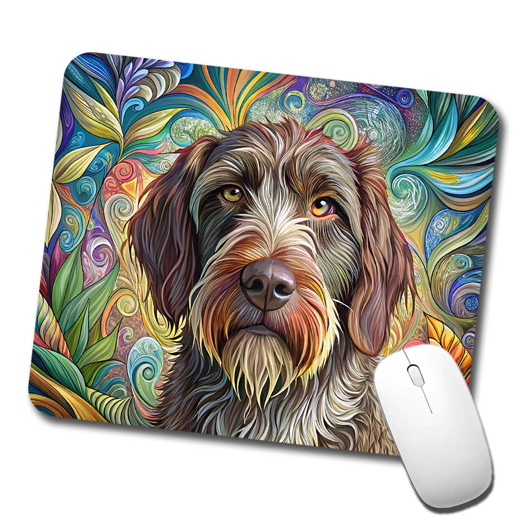 Wirehaired Pointing Griffon Dog French Bohemian Art Low Profile Mouse Pad Mat