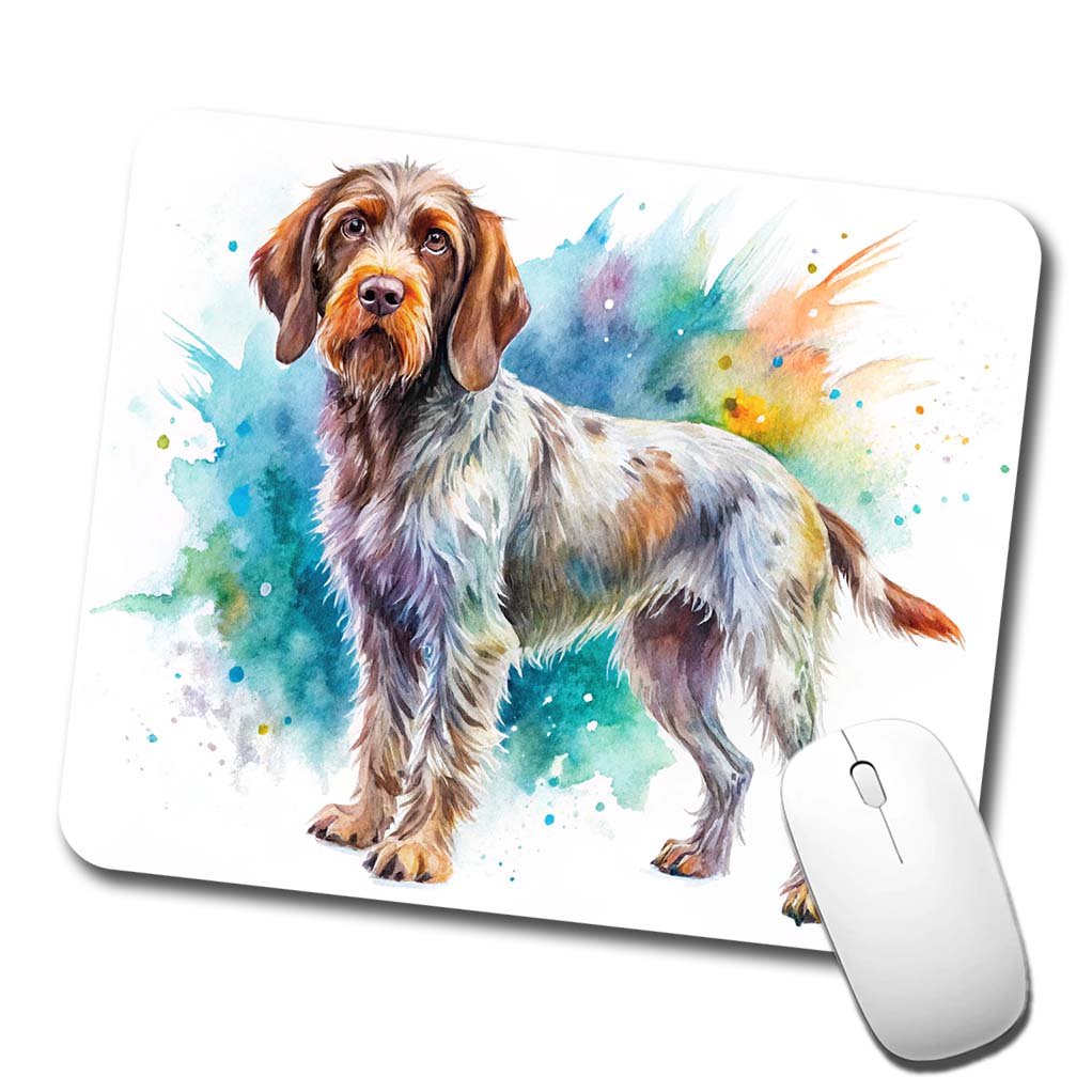 Wirehaired Pointing Griffon Dog Watercolor Style Low Profile Mouse Pad Mat