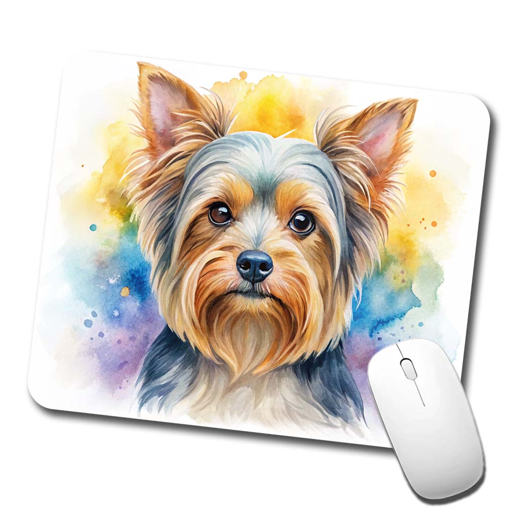 Yorkshire Terrier Yorkie Dog Watercolor Style Low Profile Mouse Pad Mat
