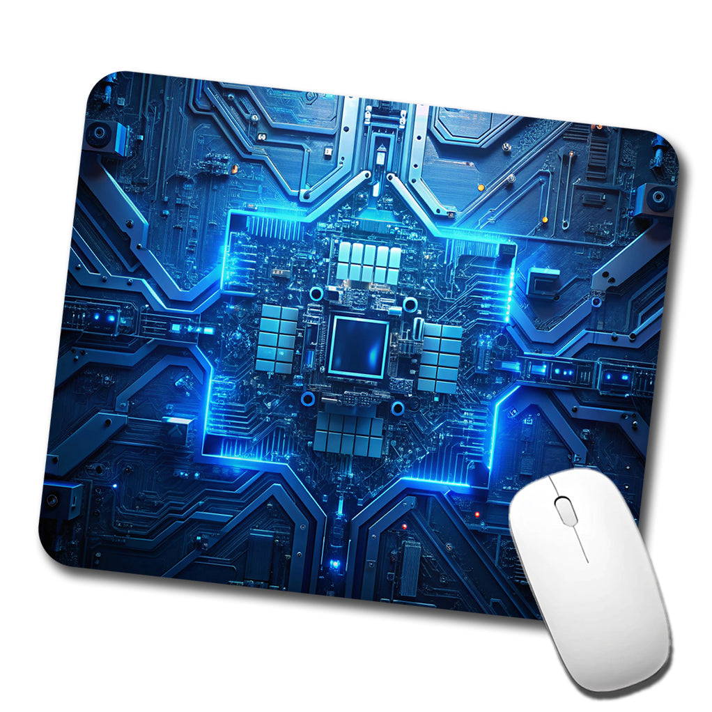 Intricate Blue Circuit Board Low Profile Mouse Pad Mat