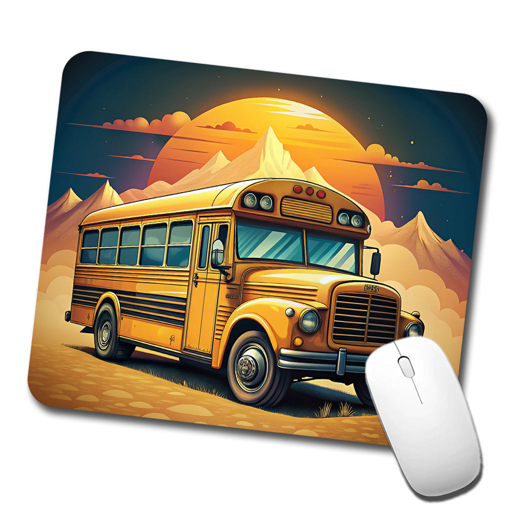 Retro Classic School Bus Low Profile Mouse Pad Mat