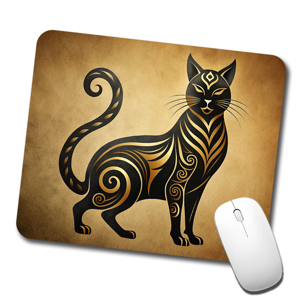 Stylized Black Cat Design Low Profile Mouse Pad Mat