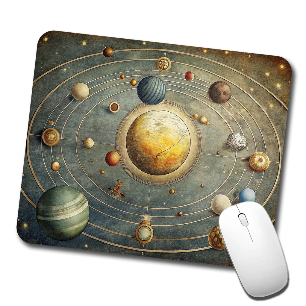Vintage Solar System Map Low Profile Mouse Pad Mat