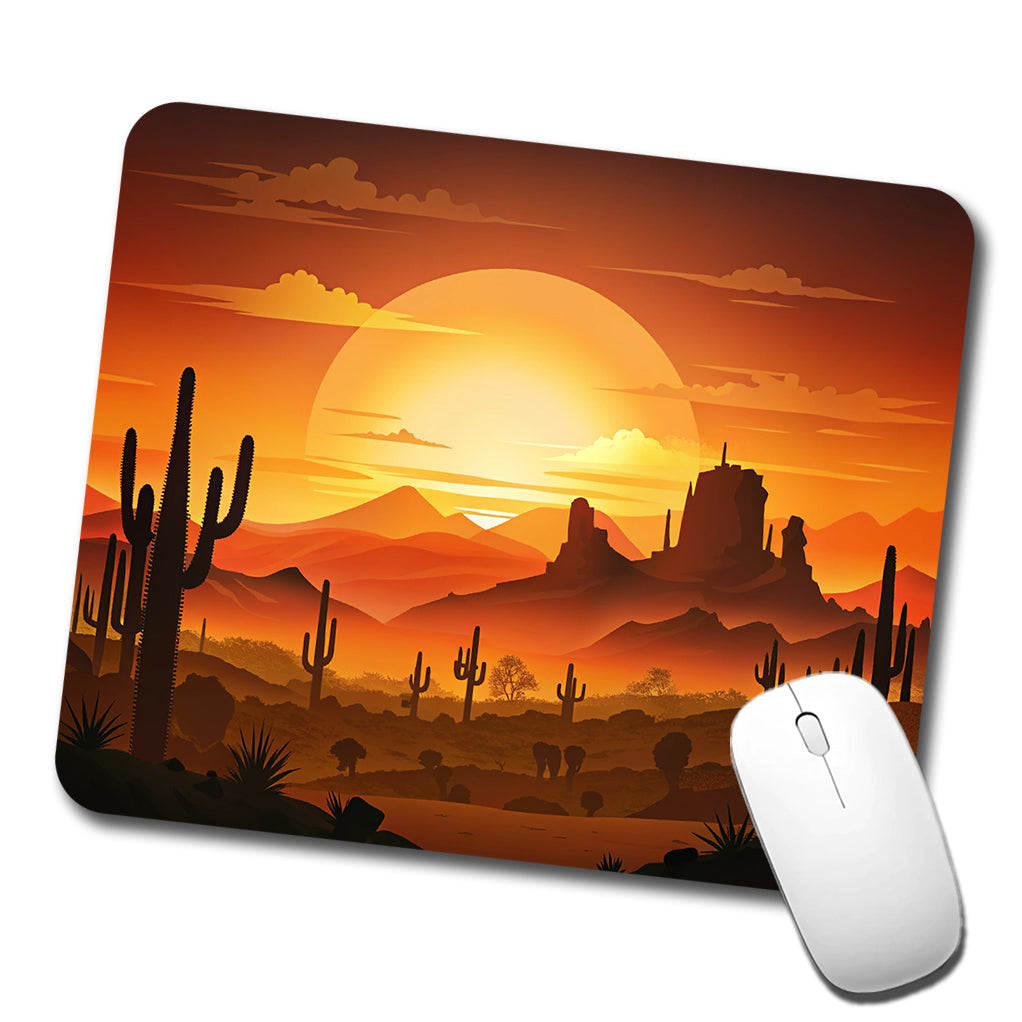 Wild West Sunset Southwest Landscape Silhouette Low Profile Mouse Pad Mat