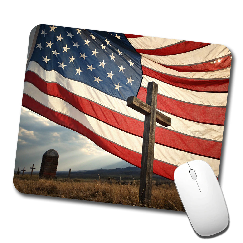 Cross Over American Flag USA United States Low Profile Mouse Pad Mat