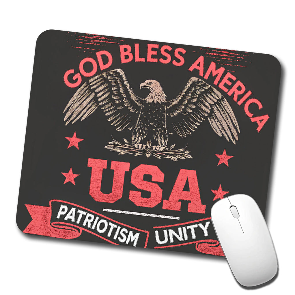 God Bless America Black Red USA United States Low Profile Mouse Pad Mat