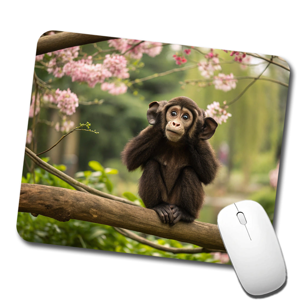 Hear No Evil Cute Monkey Low Profile Mouse Pad Mat