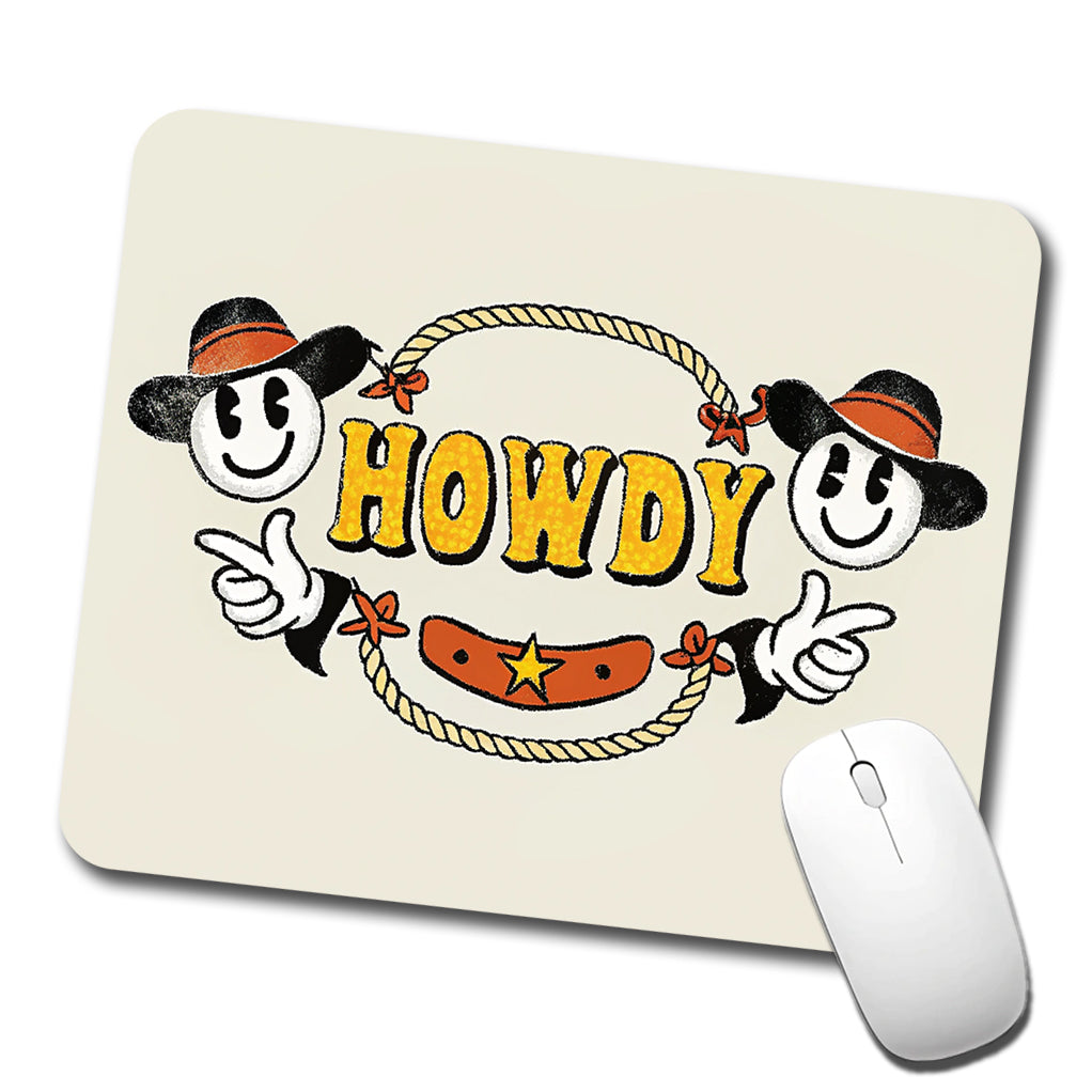 Howdy Funny Country Cowboy Cowgirl Low Profile Mouse Pad Mat