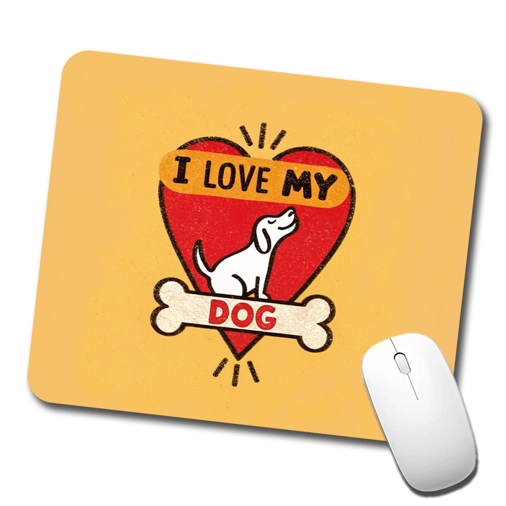 I Love My Dog Heart Low Profile Mouse Pad Mat
