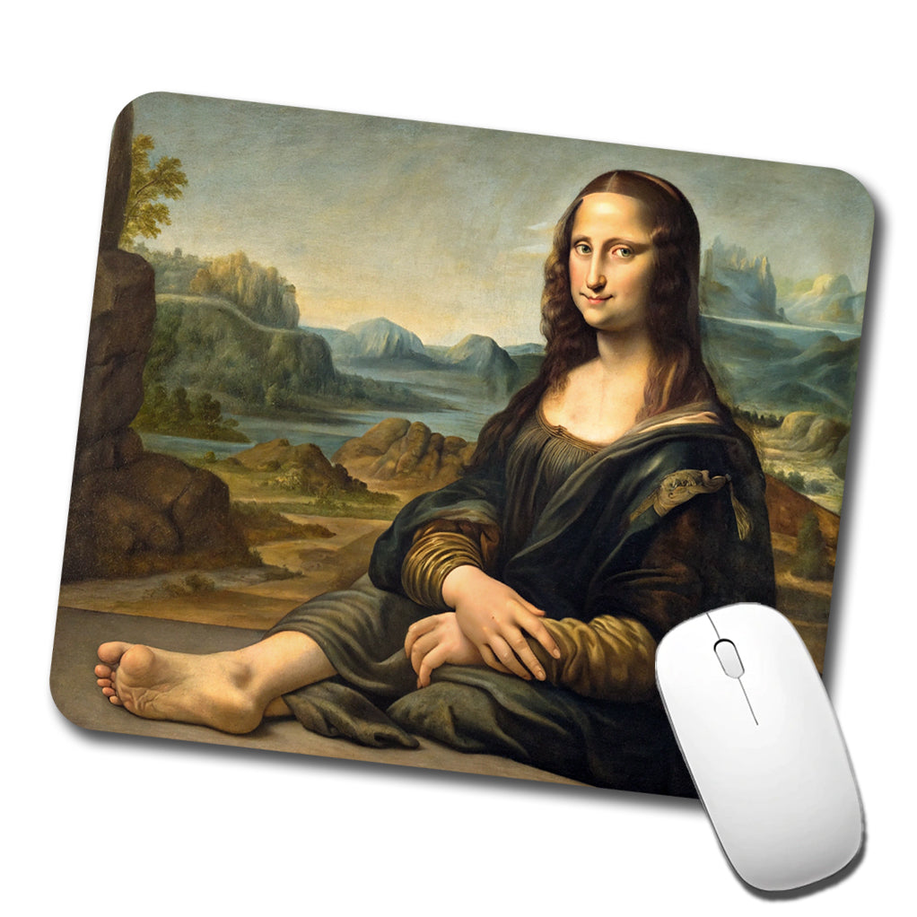 Mona Lisa With Foot Funny Low Profile Mouse Pad Mat