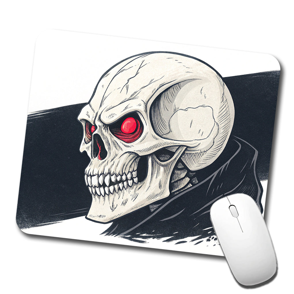 Skull With Red Eyes Menacing Low Profile Mouse Pad Mat