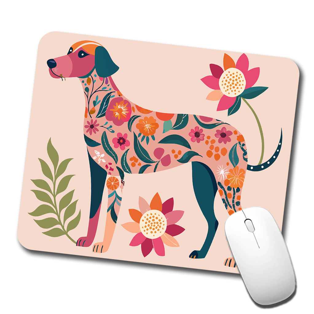 Weimador Floral Motif Cute Dog Low Profile Mouse Pad Mat