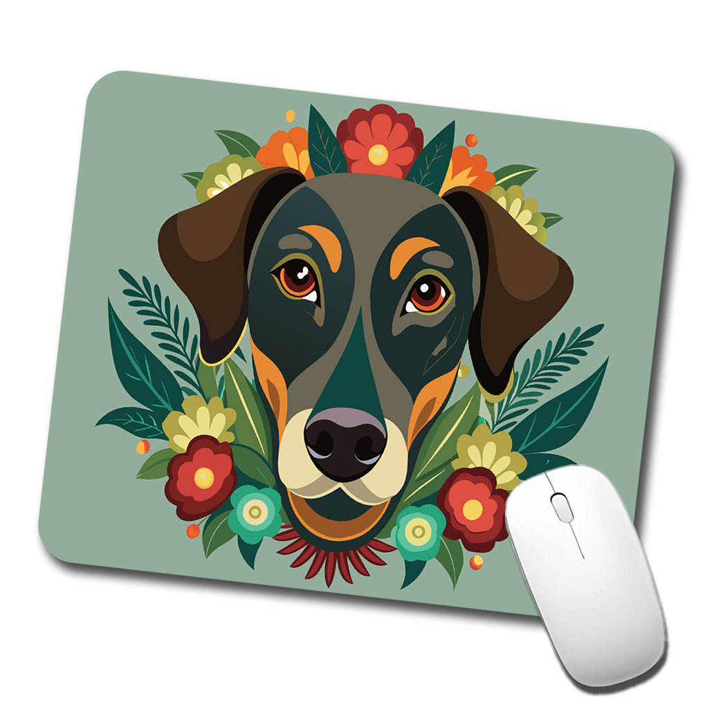 Weimador Head Floral Motif Gray Dog Low Profile Mouse Pad Mat