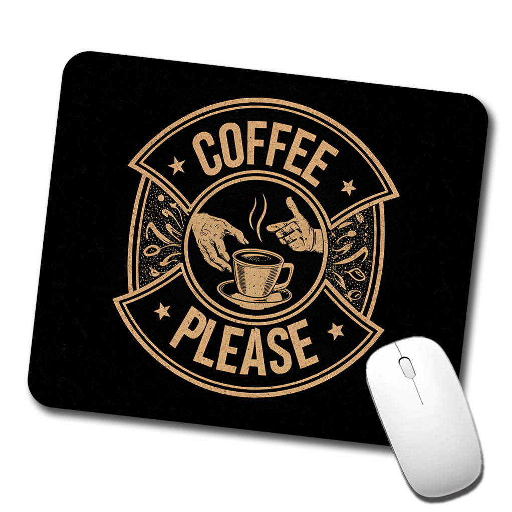 Coffee Please Black Tan Low Profile Mouse Pad Mat