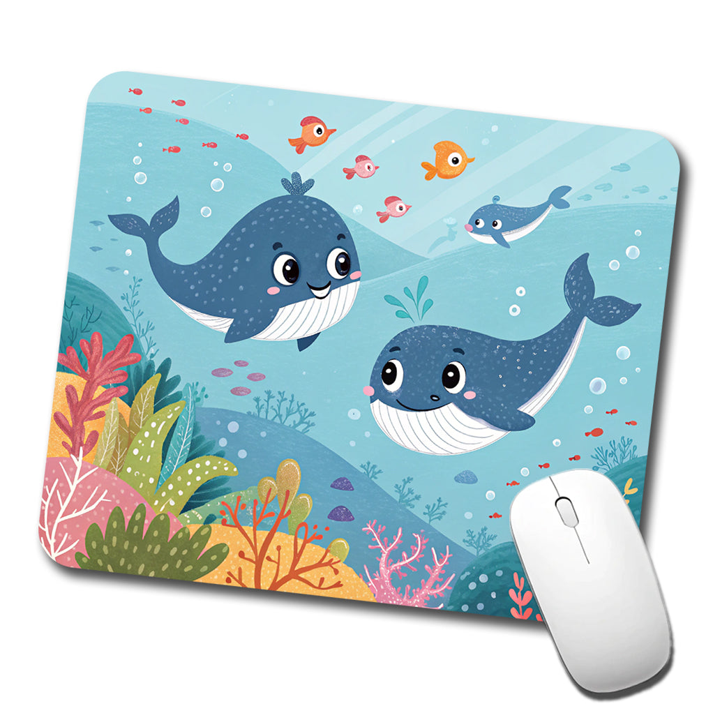 Kawaii Whales Low Profile Mouse Pad Mat