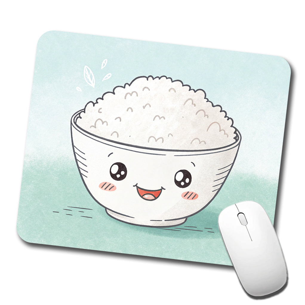 Kawaii White Rice Bowl Low Profile Mouse Pad Mat
