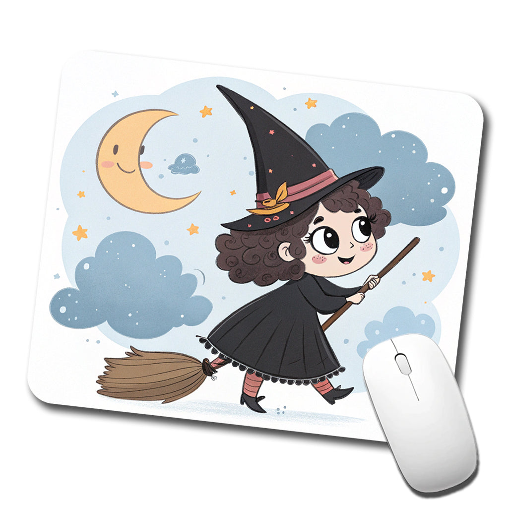 Kawaii Witch Broom Halloween Low Profile Mouse Pad Mat