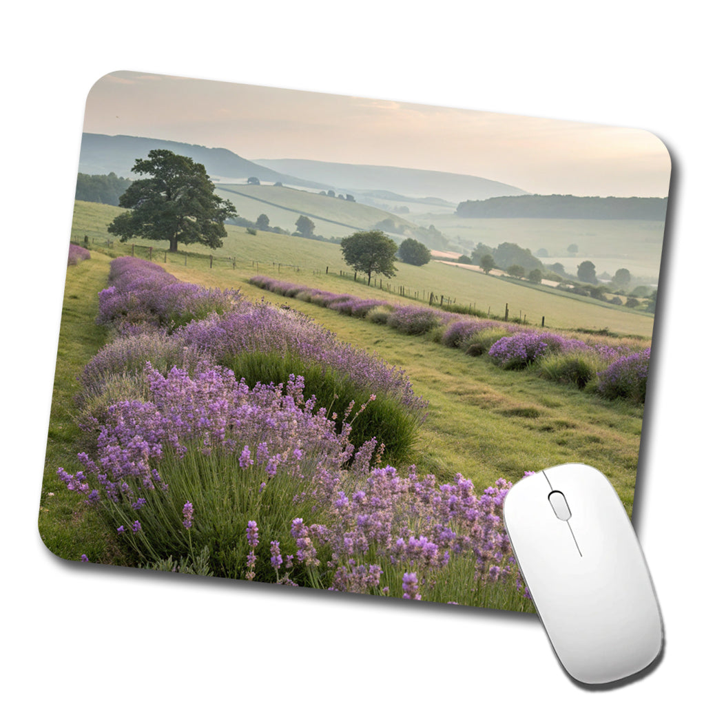 Lavender Flowers Field Low Profile Mouse Pad Mat