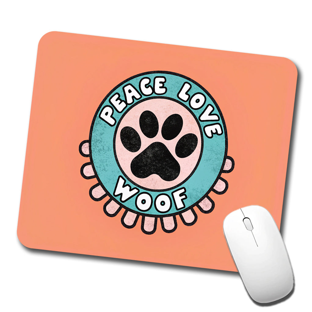 Peace Love Woof Dogs Paw Print Low Profile Mouse Pad Mat