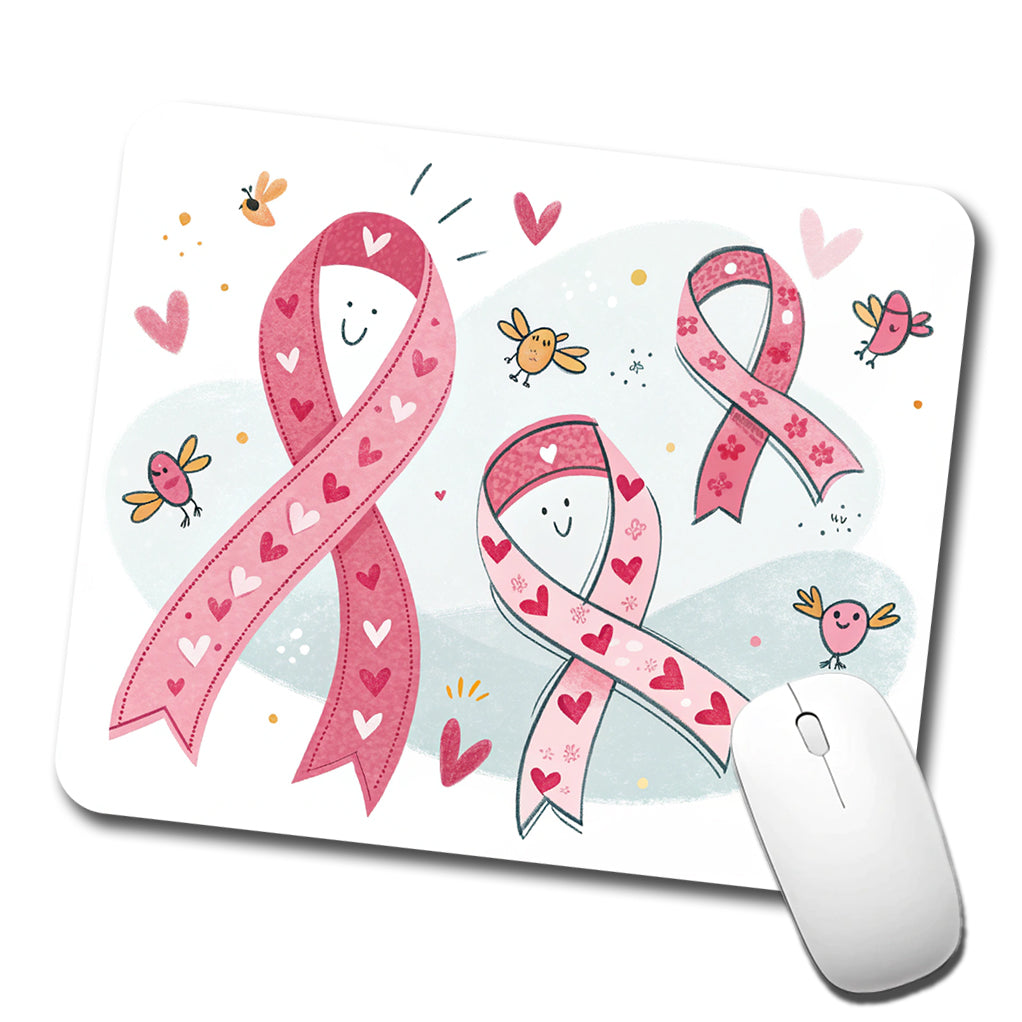 Pink Cancer Awareness Ribbons Low Profile Mouse Pad Mat