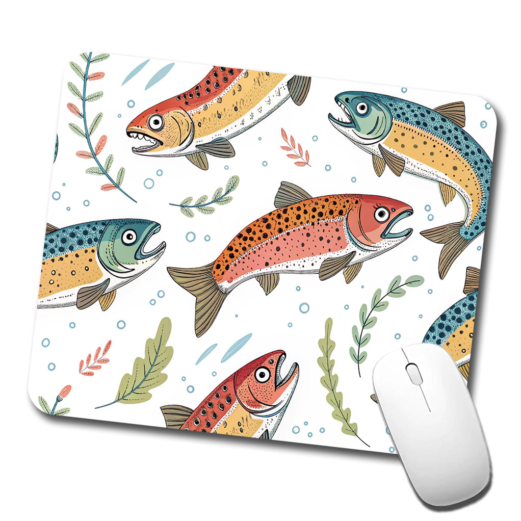 Trout Fish Swimming Fishing Low Profile Mouse Pad Mat