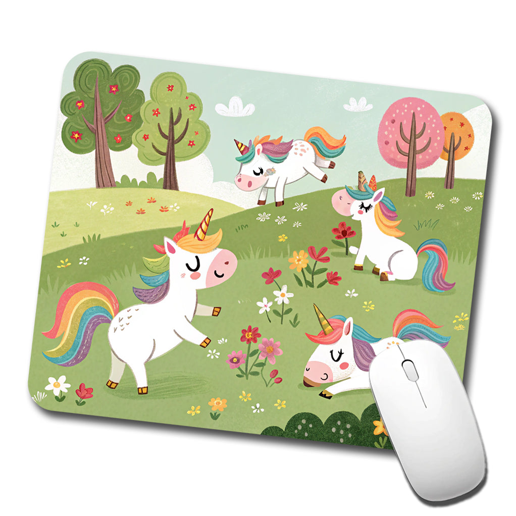 Unicorns Playing Cute Low Profile Mouse Pad Mat