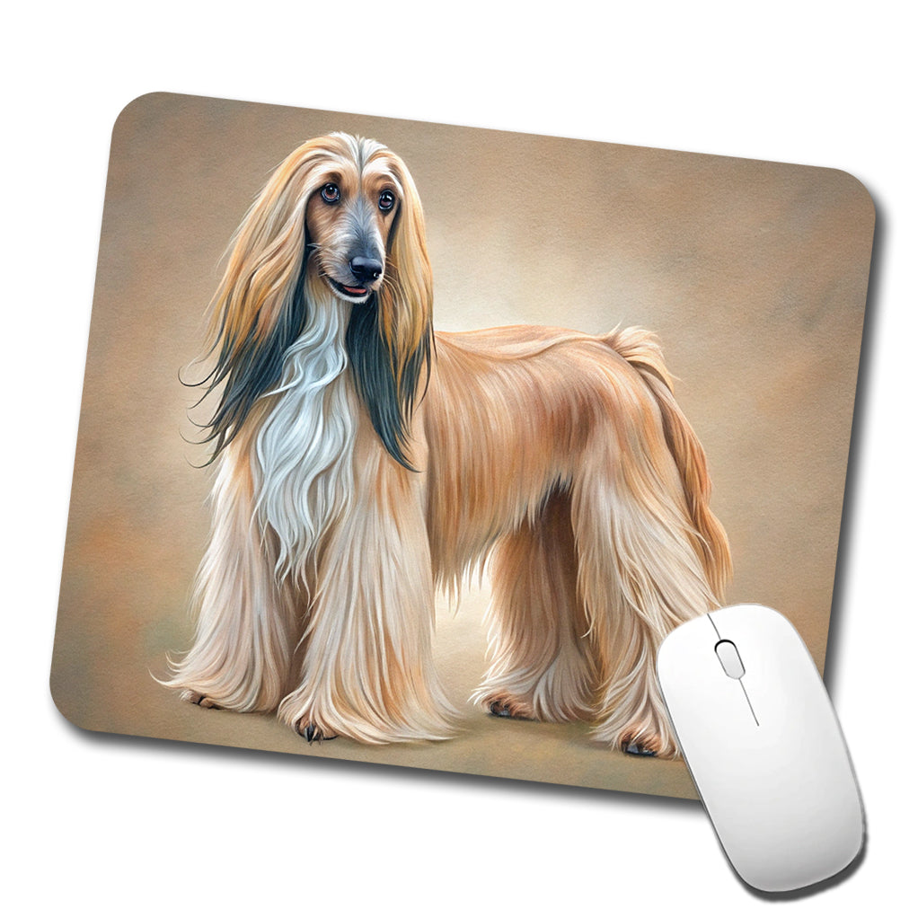 Afghan Hound Dog Illustration Low Profile Mouse Pad Mat