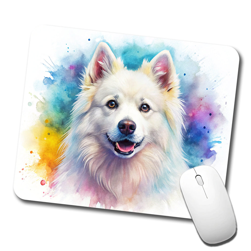 American Eskimo Dog Watercolor Style Low Profile Mouse Pad Mat