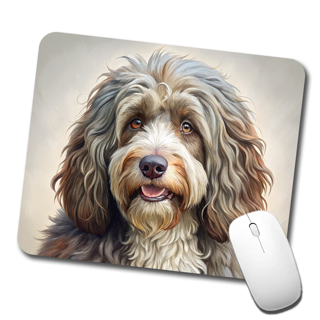 Barbet Dog Illustration Low Profile Mouse Pad Mat