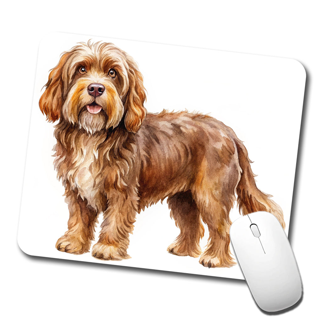 Barbet Dog Watercolor Style Low Profile Mouse Pad Mat