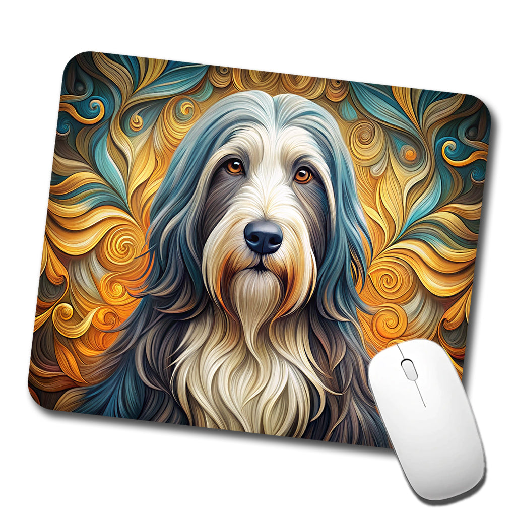 Bearded Collie Dog Art Nouveau Low Profile Mouse Pad Mat