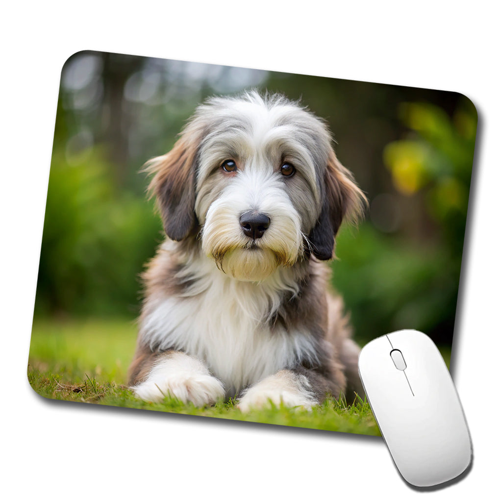 Bearded Collie Dog Puppy Photo Low Profile Mouse Pad Mat