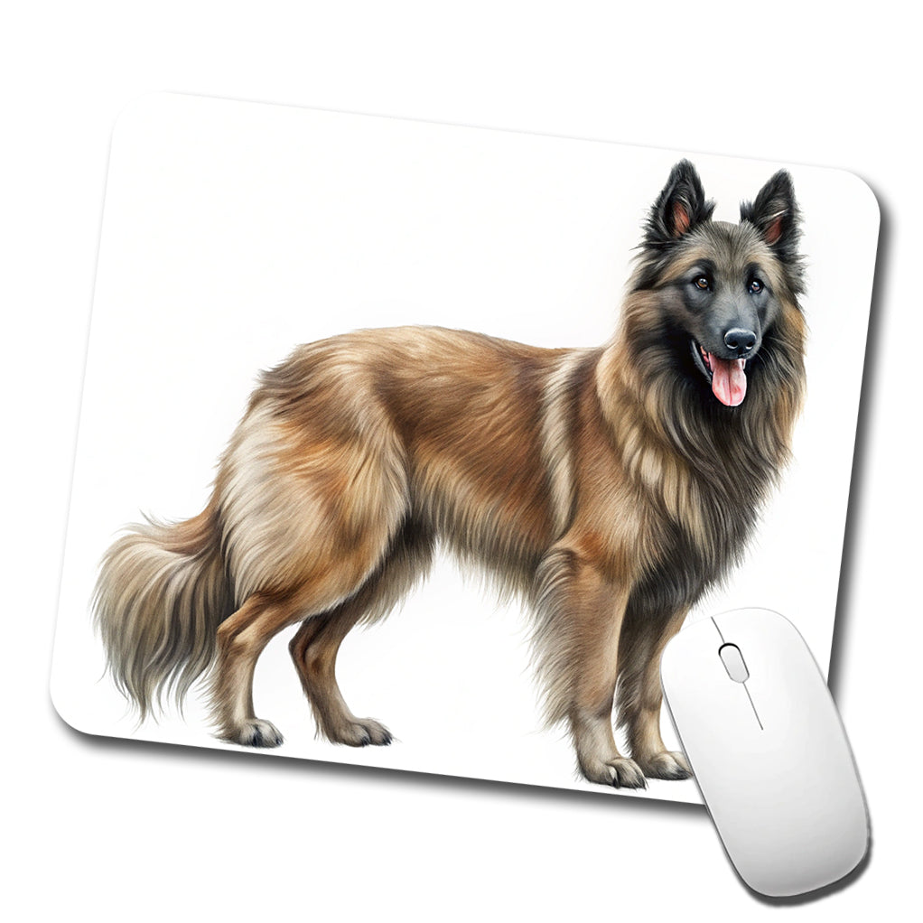 Belgian Tervuren Dog Illustration Low Profile Mouse Pad Mat