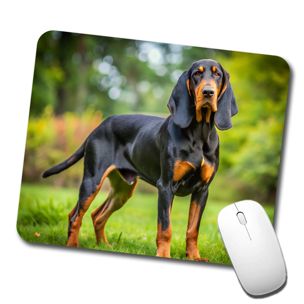 Black And Tan Coonhound Dog Photo Low Profile Mouse Pad Mat