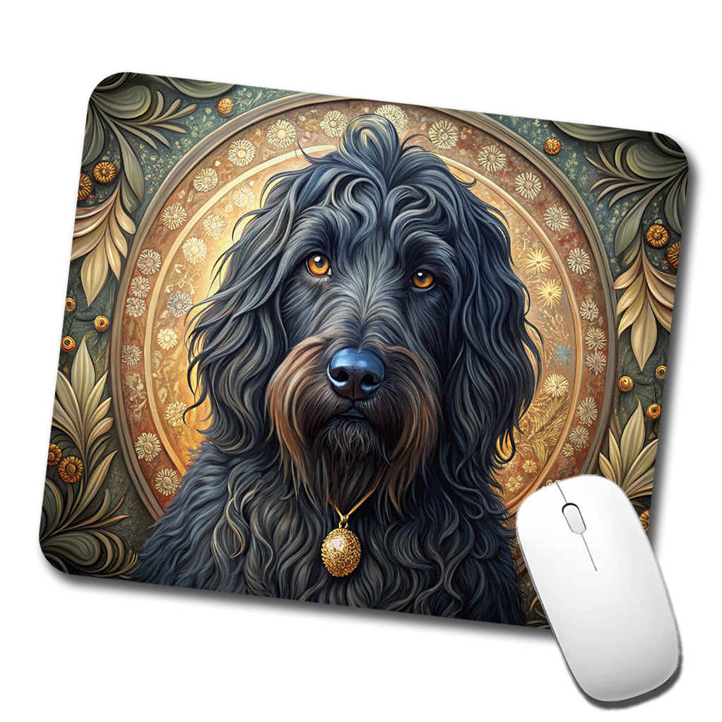 Black Russian Terrier Dog Art Nouveau Low Profile Mouse Pad Mat