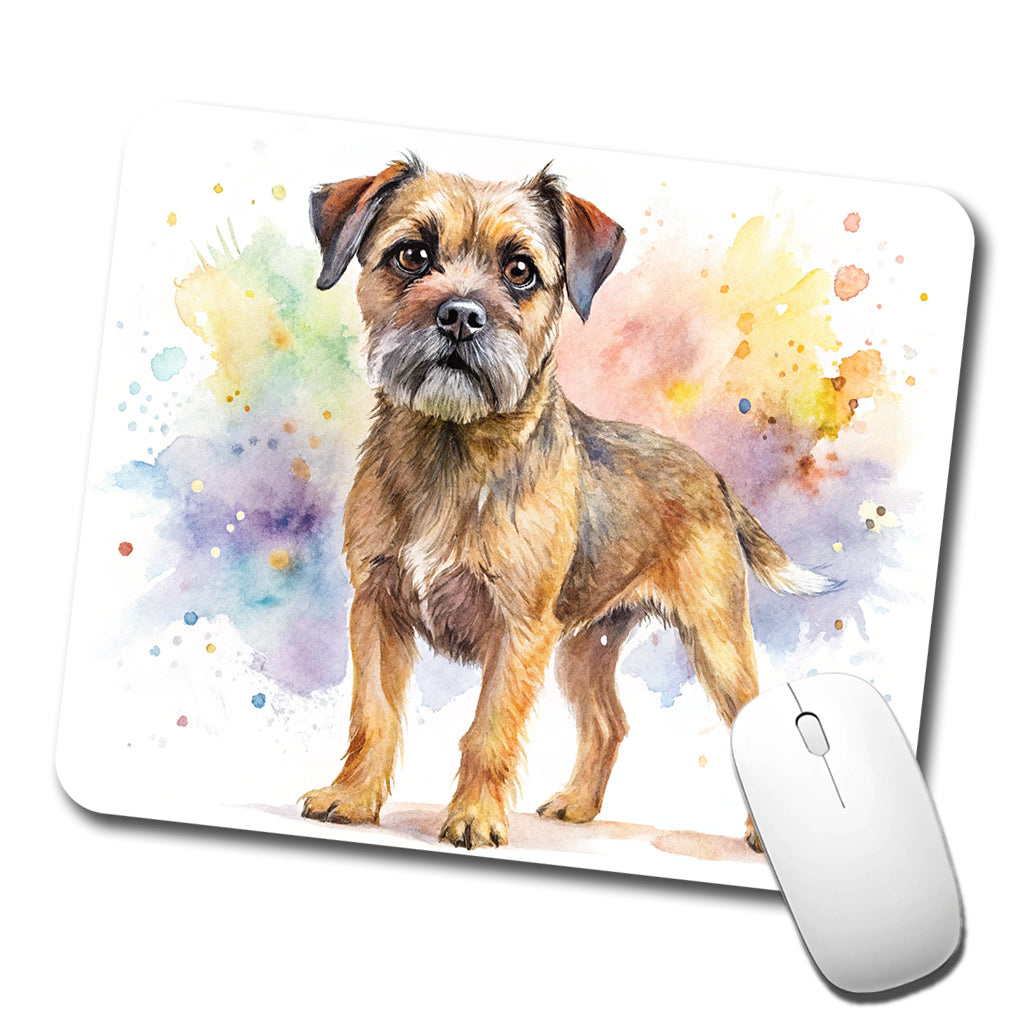 Border Terrier Dog Watercolor Style Low Profile Mouse Pad Mat