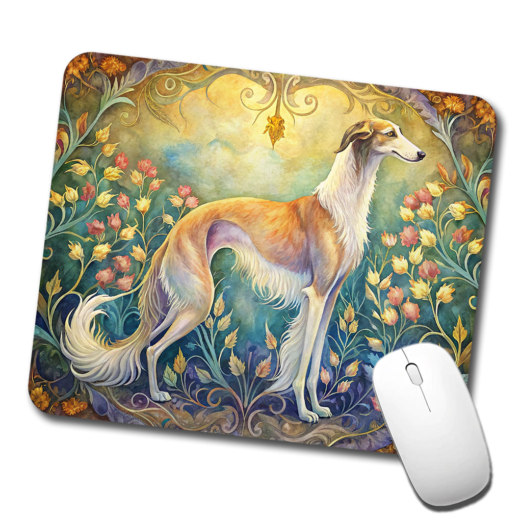 Borzoi Dog Art Nouveau Low Profile Mouse Pad Mat