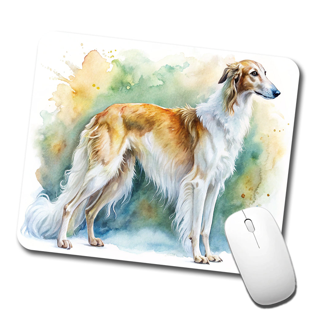 Borzoi Dog Watercolor Style Low Profile Mouse Pad Mat