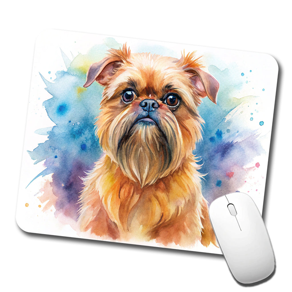 Brussels Griffon Dog Watercolor Style Low Profile Mouse Pad Mat