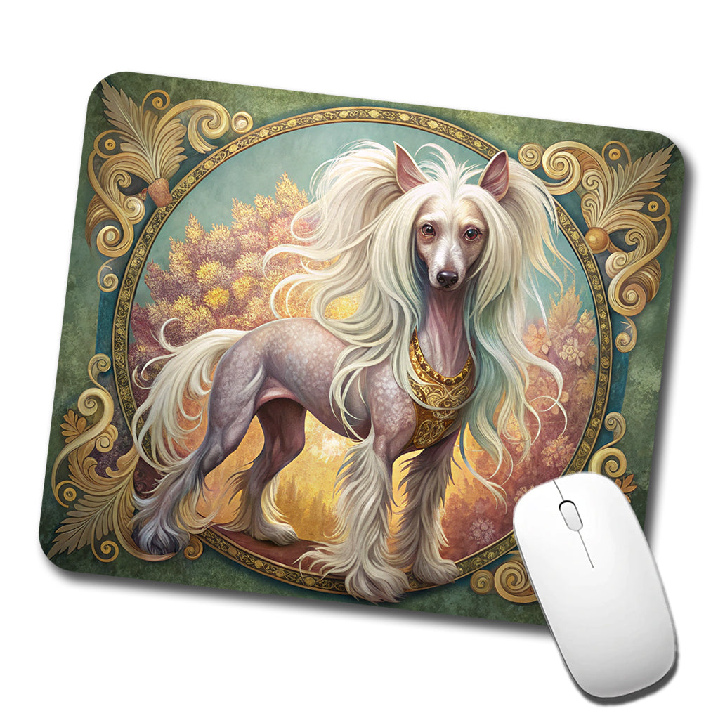 Chinese Crested Dog Art Nouveau Low Profile Mouse Pad Mat