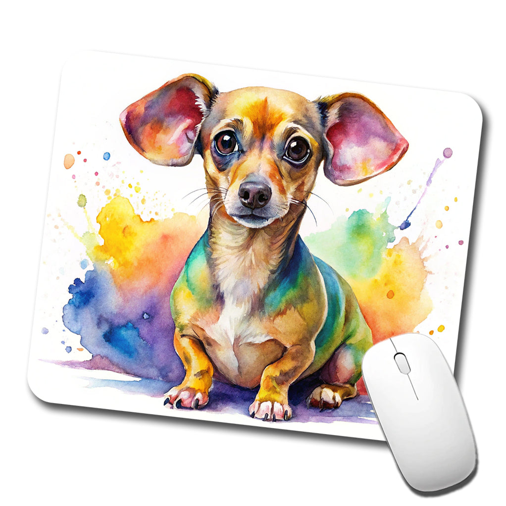 Chiweenie Dog Watercolor Style Low Profile Mouse Pad Mat
