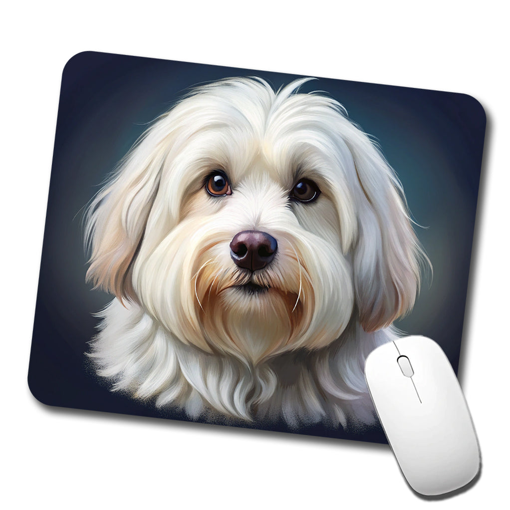 Coton De Tulear Dog Illustration Low Profile Mouse Pad Mat