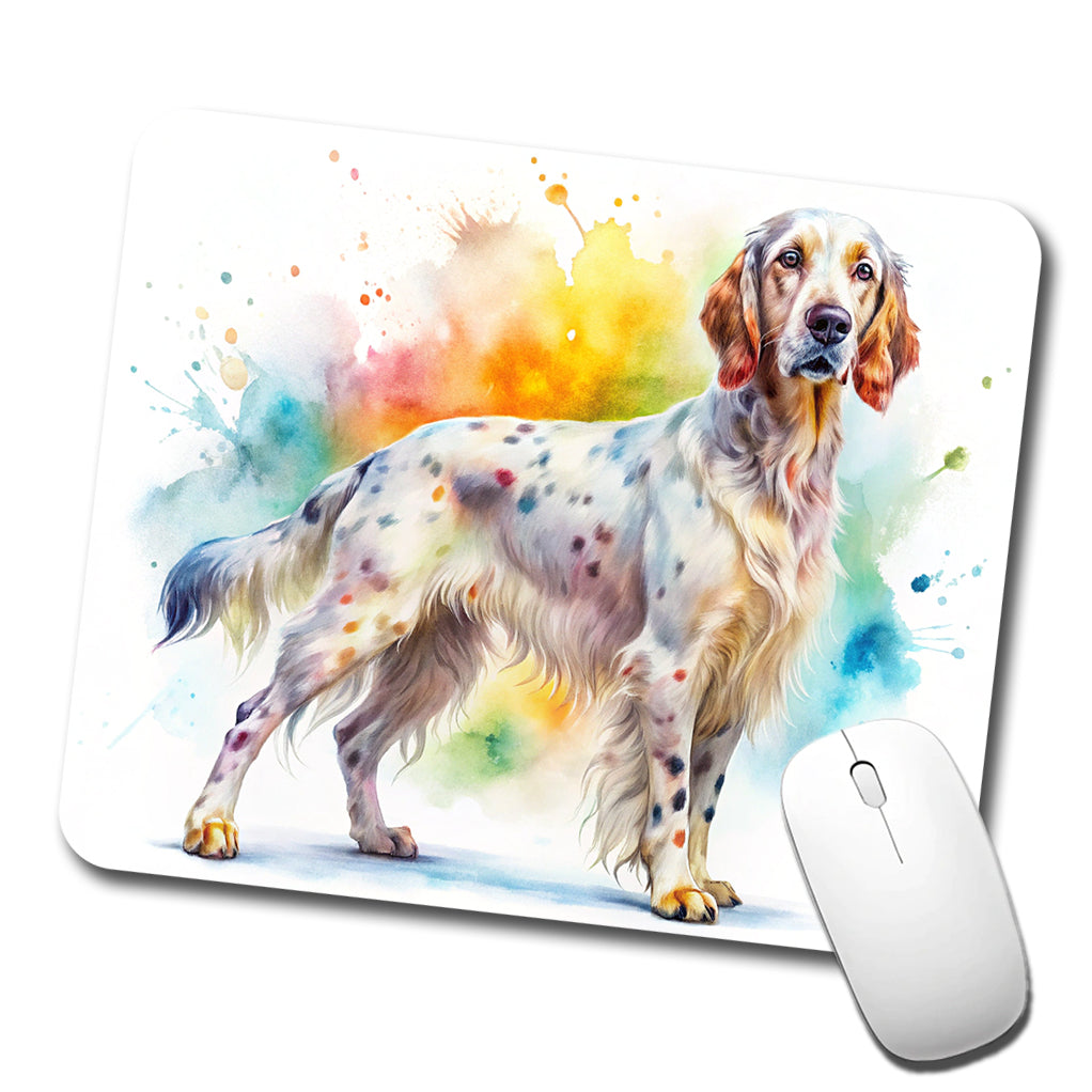 English Setter Dog Watercolor Style Low Profile Mouse Pad Mat