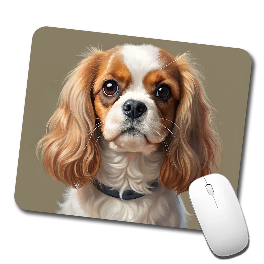 English Toy Spaniel Dog Illustration Low Profile Mouse Pad Mat