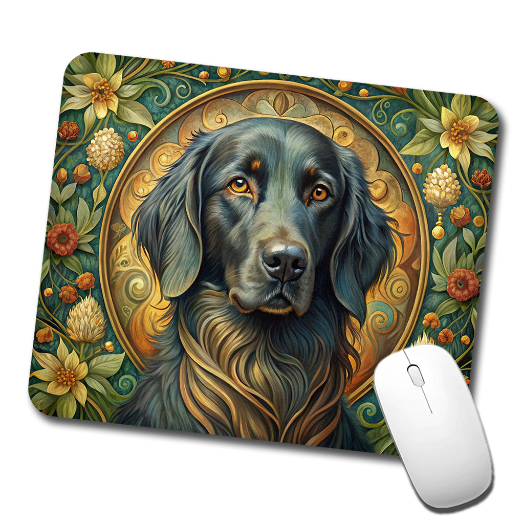 Flat Coated Retriever Dog Art Nouveau Low Profile Mouse Pad Mat
