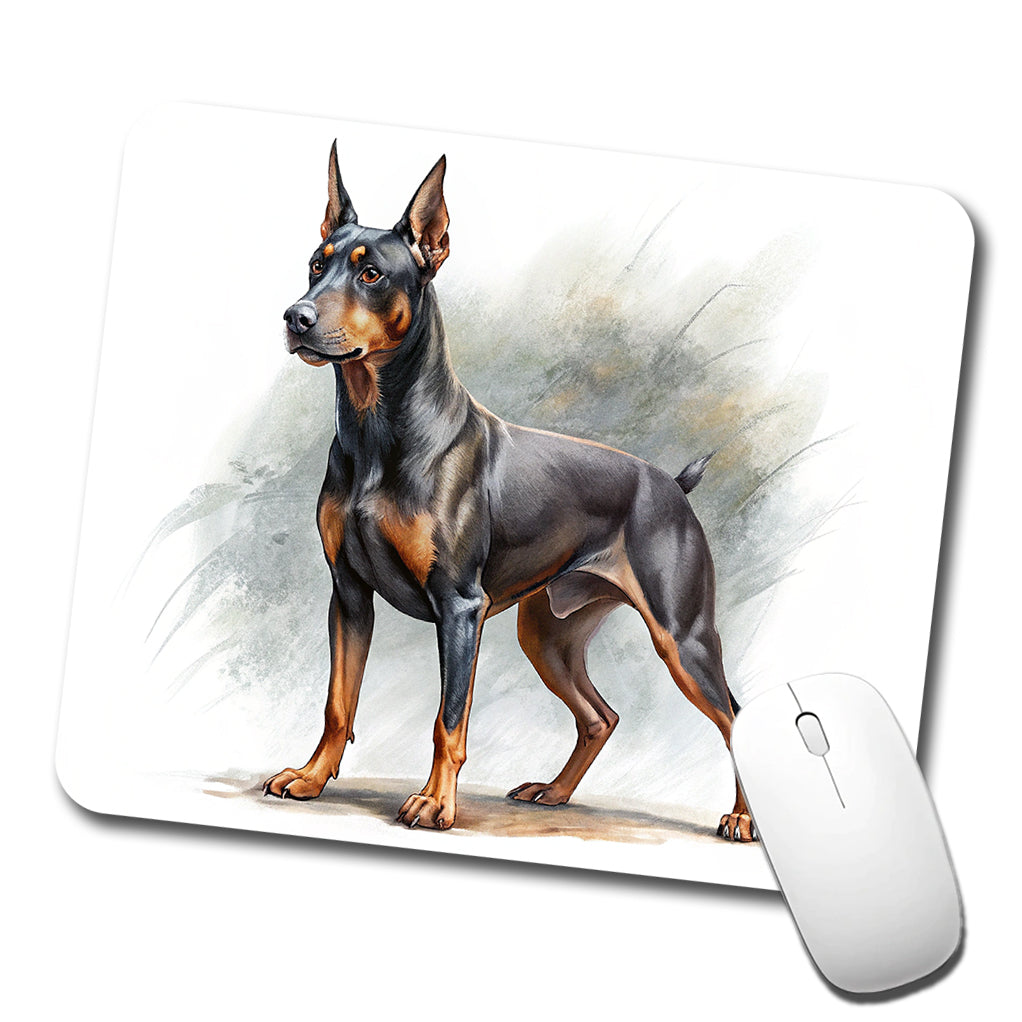 German Pinscher Dog Illustration Low Profile Mouse Pad Mat