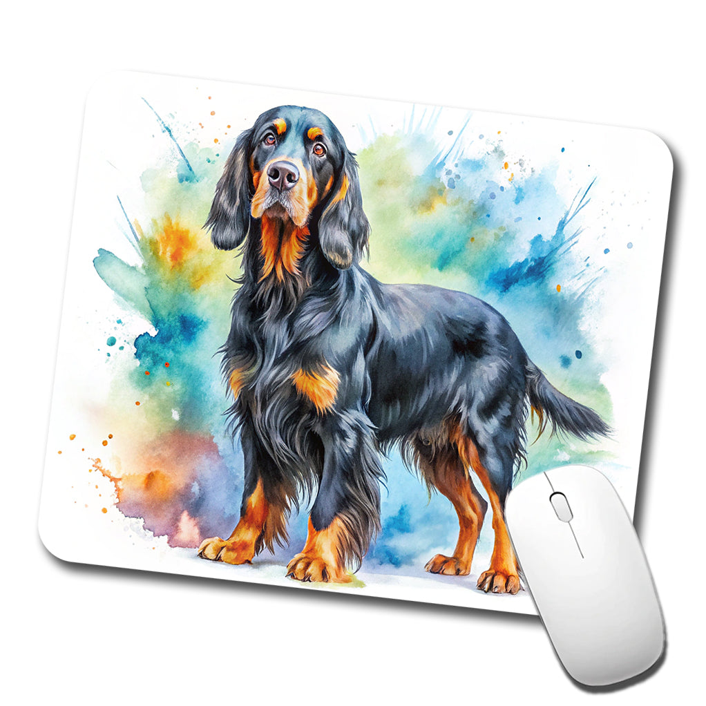 Gordon Setter Dog Watercolor Style Low Profile Mouse Pad Mat